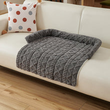 Dark Grey Pet Sofa Protector & Calming Bolster Bed – 75x75cm Cable Knit