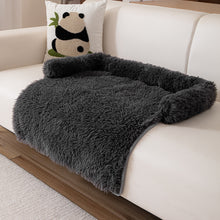 Black Pet Sofa Protector & Calming Bolster Bed – 75x75cm Long Plush