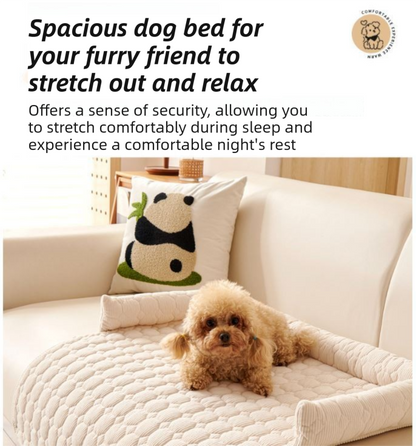 Black Pet Sofa Protector & Calming Bolster Bed – 75x75cm Long Plush