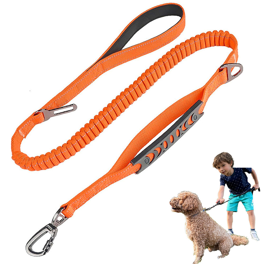 Orange Heavy Duty Elastic Bungee Dog Leash – Anti-Pull Shock Absorber