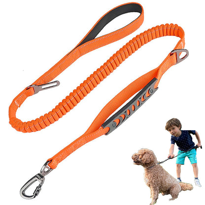 Orange Heavy Duty Elastic Bungee Dog Leash – Anti-Pull Shock Absorber