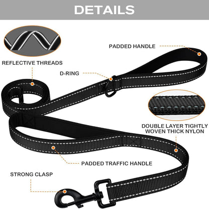 Heavy Duty Reflective Dog Leash 2.5m - Black