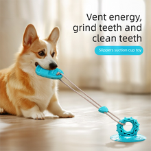 3-Piece Slipper-Shaped Dog Chew Toys with Suction Cup – Blue, Purple & Green