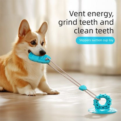 3-Piece Slipper-Shaped Dog Chew Toys with Suction Cup – Blue, Purple & Green