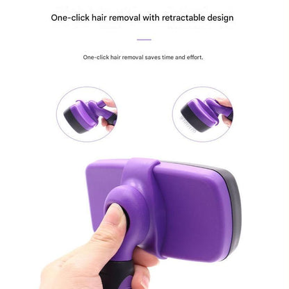 Purple Self-Cleaning Pet Grooming Brush – Large Deshedding Tool for Cats & Dogs