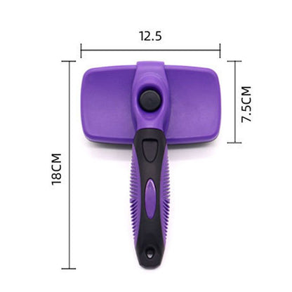 Purple Self-Cleaning Pet Grooming Brush – Large Deshedding Tool for Cats & Dogs