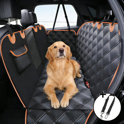 Waterproof Dog Car Seat Protector – 135x148cm Hammock with Storage Pockets & Mesh Window