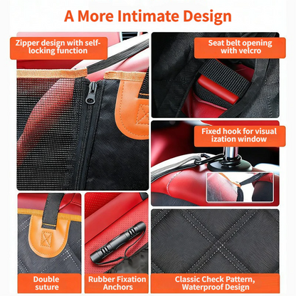 Waterproof Dog Car Seat Protector – 135x148cm Hammock with Storage Pockets & Mesh Window