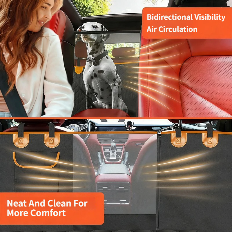 Waterproof Dog Car Seat Protector – 135x148cm Hammock with Storage Pockets & Mesh Window