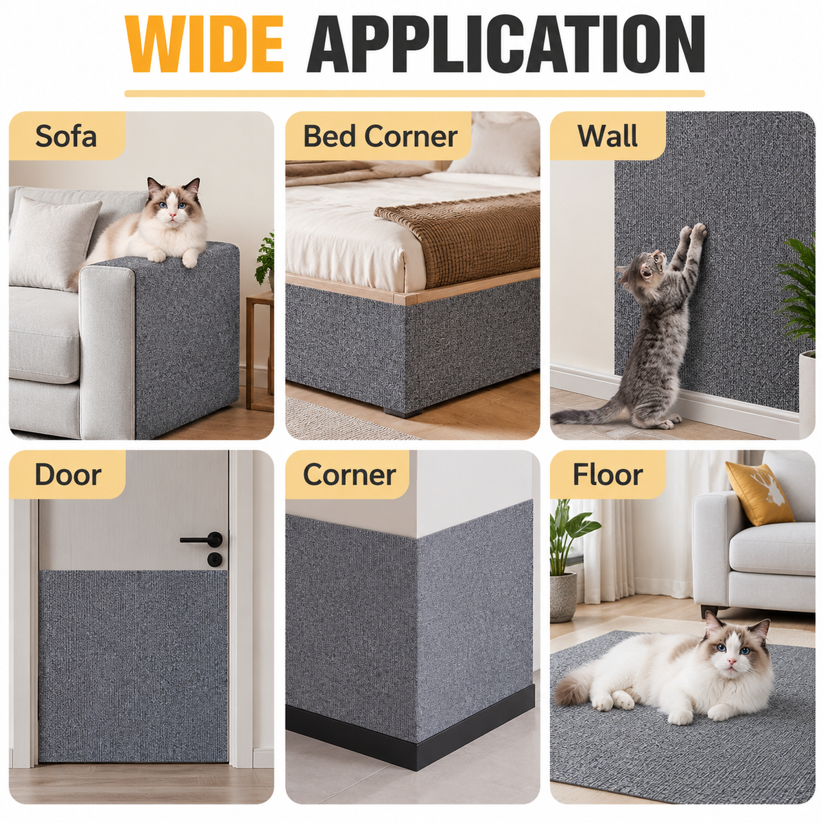 Self-Adhesive Cat Scratching Mat – Brown 60 × 100cm