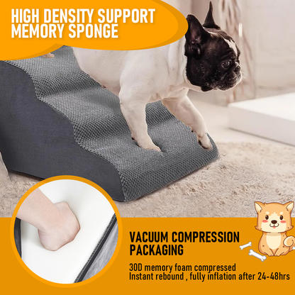 3-Tier Foam Dog Ramp – Non-Slip Pet Steps for Beds & Sofas, up to 18kg