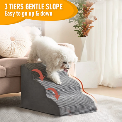 3-Tier Foam Dog Ramp – Non-Slip Pet Steps for Beds & Sofas, up to 18kg