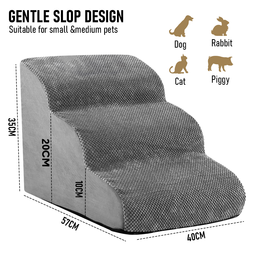 3-Tier Foam Dog Ramp – Non-Slip Pet Steps for Beds & Sofas, up to 18kg