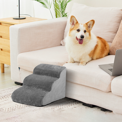 3-Tier Foam Dog Ramp – Non-Slip Pet Steps for Beds & Sofas, up to 18kg